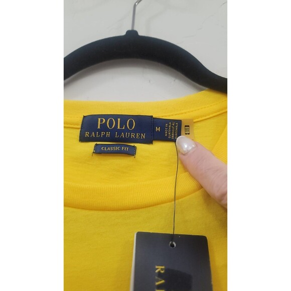 Polo Ralph Lauren NWT Men's T-Shirt Graphic Yellow Colourblock Stacked Sz.M - Picture 5 of 8